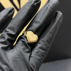 14k chino link heart ring with laser design 