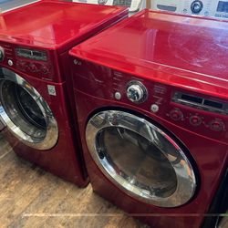 LG Cherry Red Washer Dryer Set 
