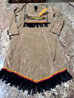 New Indian Girl Size Extra Large XL 16–18 Costume Halloween Machine Washable Flame Retardant Includes Dress And Headpiece
