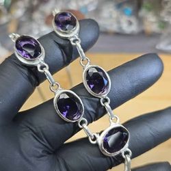 Sterling Silver Amethyst Necklace 18in — 925