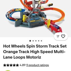 Hot Wheels Spin Storm Track Set Orange Track High Speed Multi-Lane cars car