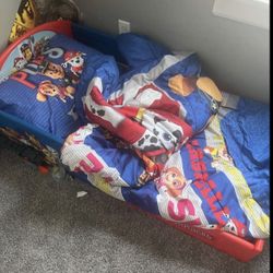 Toddler Bed W/ Mattress And Blanket Set
