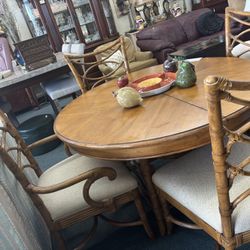 Tommy Bahama Table And Chairs W/ Leaf