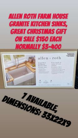 Allen Roth FarmHouse Kitchen Granite Sinks 33x22x10