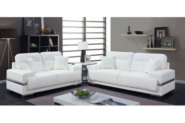 Brand New Modern Style White Sofa and Loveseat