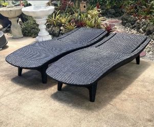 Keter Pacific Rattan Outdoor Adjustable Sun Lounger Reclining Backrest, Black