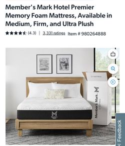 12 inch gel, memory foam mattress queen, size $249
