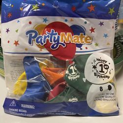 New PartyMate 1st Birthday 8ct 12” Latex Balloons!