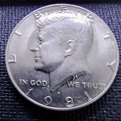 1981-P Kennedy Half Dollar In Very Good Circulated Condition.