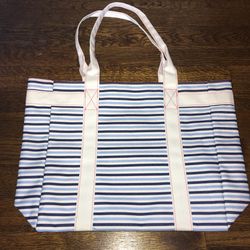 Estée Lauder blue/white stripe tote bag