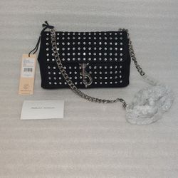 REBECCA MINKOFF designer crossbody bag. Black suede. Clear crystals. Brand new with tags Women's purse 