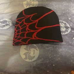 Red And Black Spiderweb Beanie 