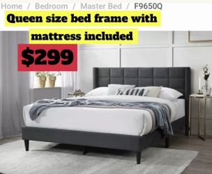 Queen Size Bed Frame With Pillow Top Mattress Included 