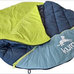Kurgo Canyon Puffer Pup Sack, Travel Dog Bed for The Outdoors, Pet Sleeping Bag for Camping and Hiking, Packable with Stuff Sack, Durable, Water-Resis