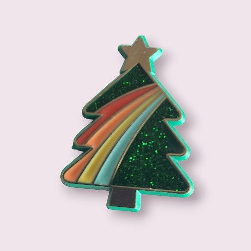 Hallmark Christmas Tree Glitter Pin, 1985,