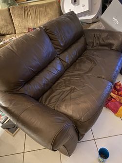 Brown leather couch Sofa