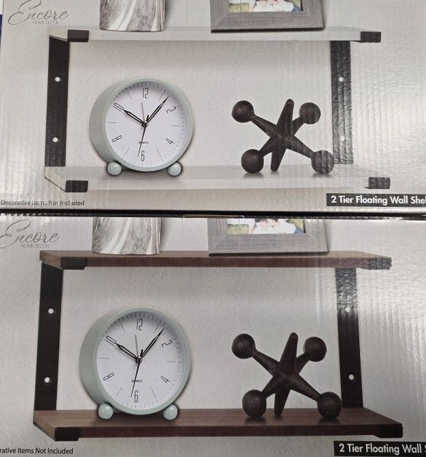 2 Tier Floating Shelves (Brown Or Grayish White)