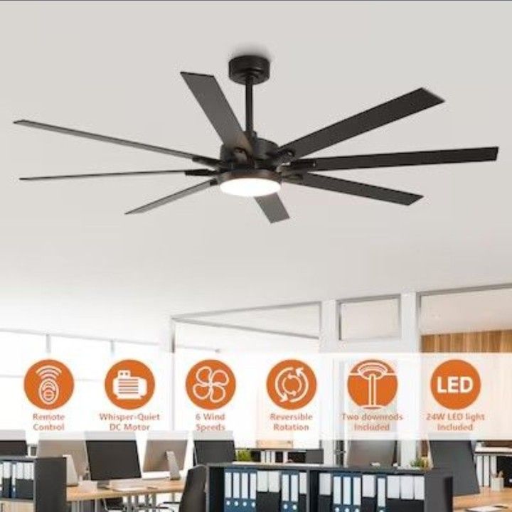 65-in Color-Changing Integrated LED Matte Black with Matte Blades Ceiling Fan With Light