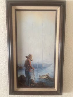 Vintage Eileen Lohse Coastal Fishing Scene