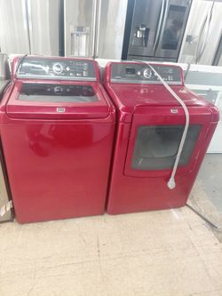 Red washer and dryer set electric