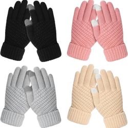 4 Pairs Kids Winter Gloves for Boys Girls, Warm Winter Glove for Kids, Knit Toddler Kid Gloves, Soft Kid Mittens