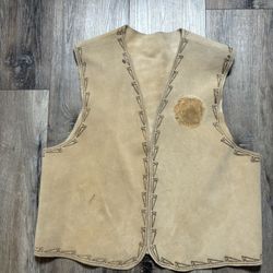 Leather Rawhide Vest 1970's Vintage Handmade Vest