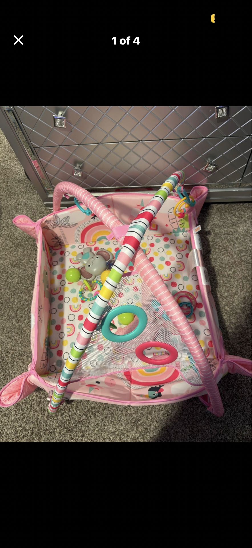 Baby girl play pin, bouncer, & swing