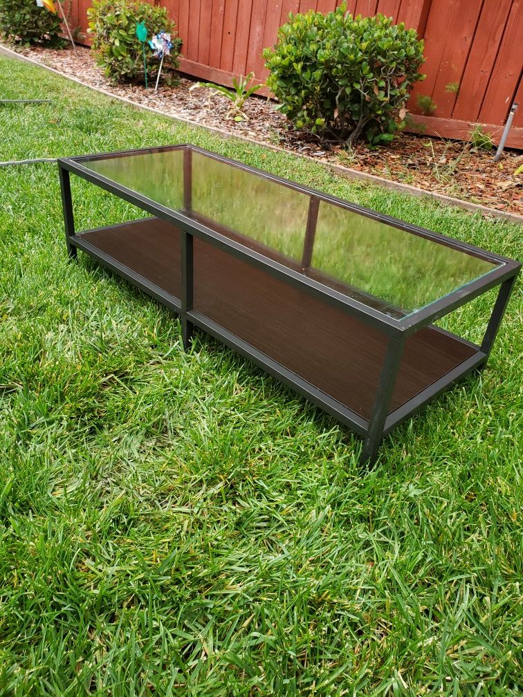 Glass and metal coffee table