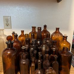 Antique Amber Bottle Collection 1900s