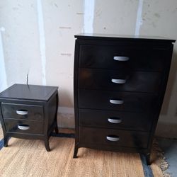 Black Chest Of Drawers And Nightstand 