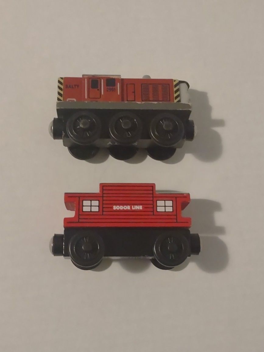 2 Thomas & Friends Wooden Magnetic Cars Salty Sodor Line Caboose
