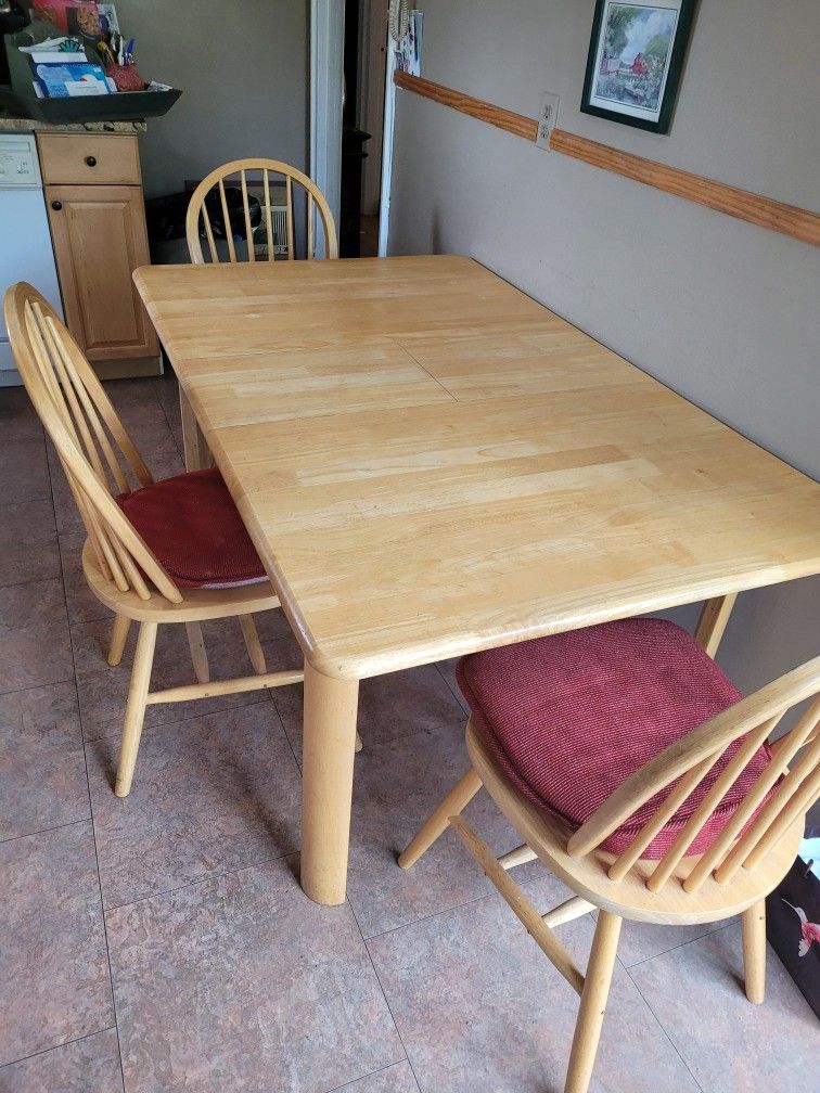 Kitchen Set Wood Beechwood Table 4 Chairs