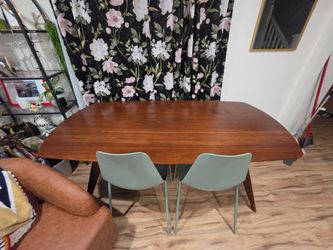 Article Walnut Dining Table and Chairs