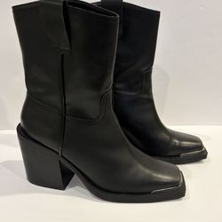 Madden Girl Black Mid-Calf Dosie Western Block Heel Boots 9.5M