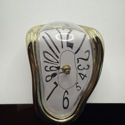 Gold Colored Salvador Dali Melting Desk/Shelf Clock