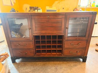 Wood Bar Cabinet and dining room table set