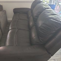 Brown Leather Couch 3 Seater Recliner