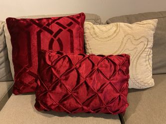 Burgundy Red Velvet Textured Pillows 