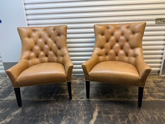 Pair of Pottery Barn Hayes Leather Chairs
