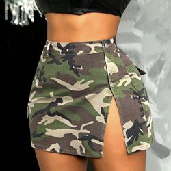 Women’s camo print denim skirt
