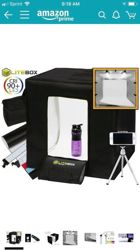 LITEBOX Pro-240: Large 24" x 24" LED Photo Studio Lighting Kit in a Box - 4 Seamless PVC Backdrops