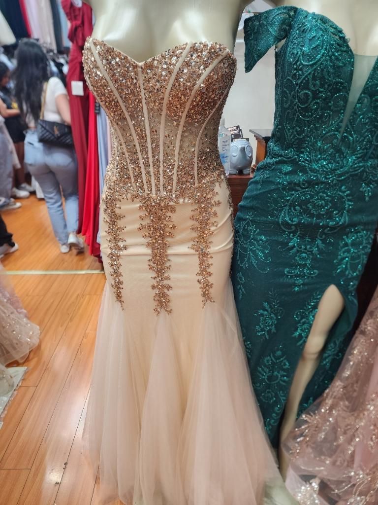 Ameilia CoutureChampagne Corset Prom Dress