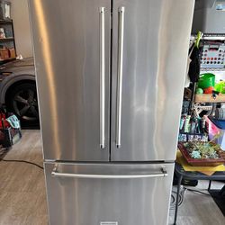 3-door cabinet depth Kitchen Aid refrigerator.