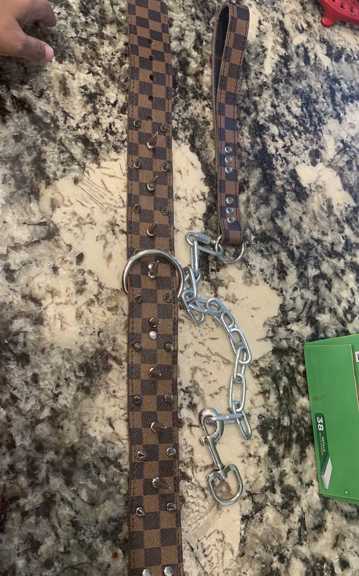 Custom made Louis Vuitton dog collar and leash