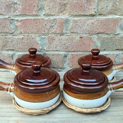 Vintage Gailstyn-Sutton Stoneware Handled Soup/Chili Crocks 