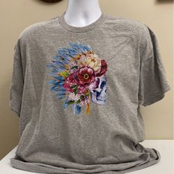 Skull Design T-Shirt, Gildan 50/50, New, Size XL, (item 231)