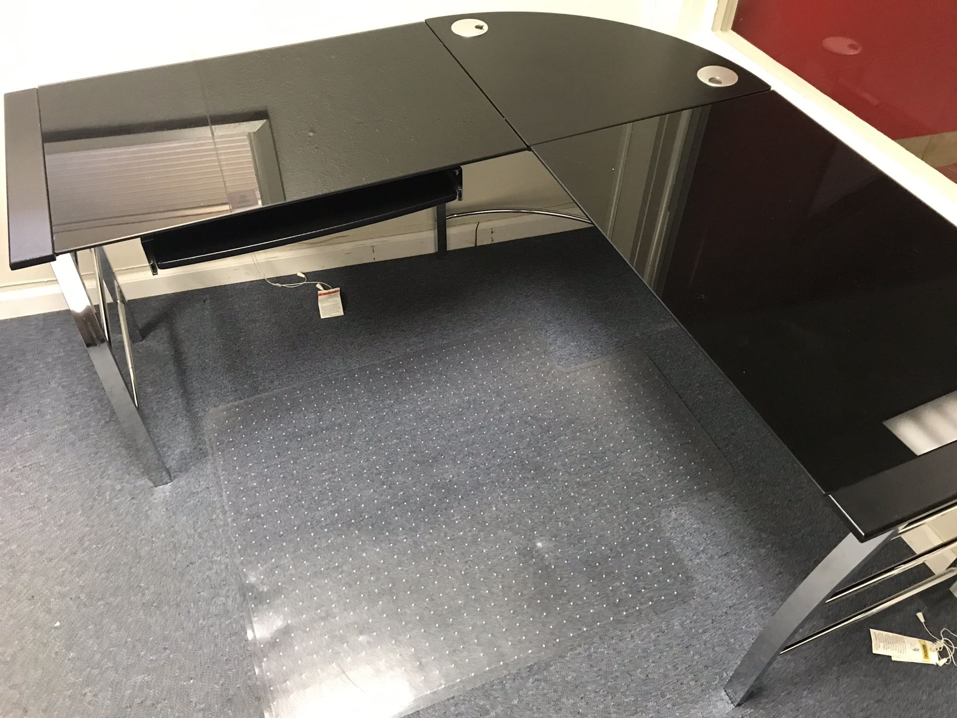 L-shaped Glass Computer Desk