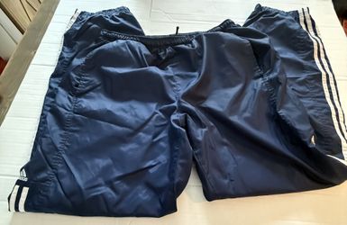 Men's Adidas L Navy Blue Track Pants w/ White Stripes