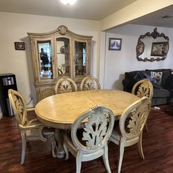 Ashley Solid Wood Dining Table Set – Table + 6 Chairs (Very Good Condition)