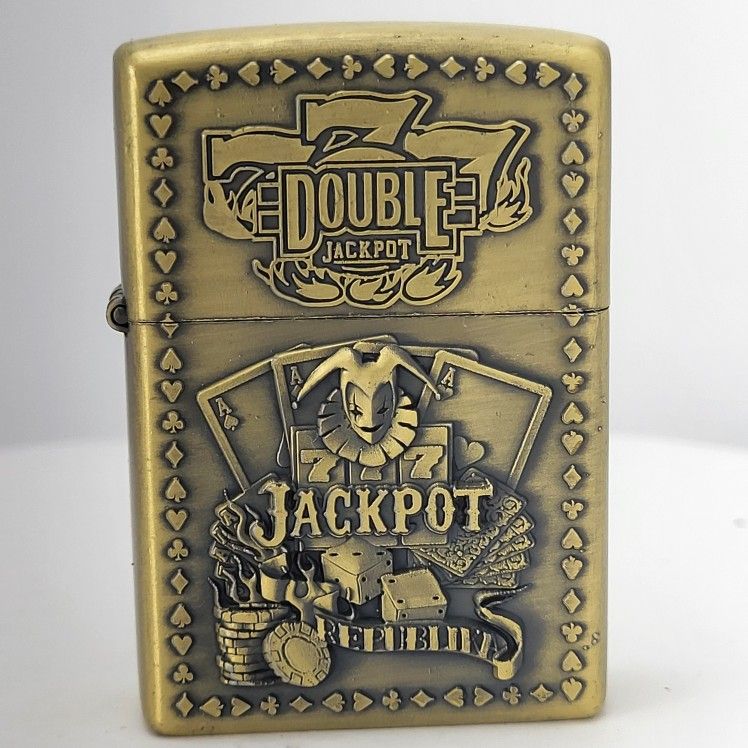 3D Carved Gambling Double Jackpot 777 Lottery Winner Vintage Lighter, Windproof